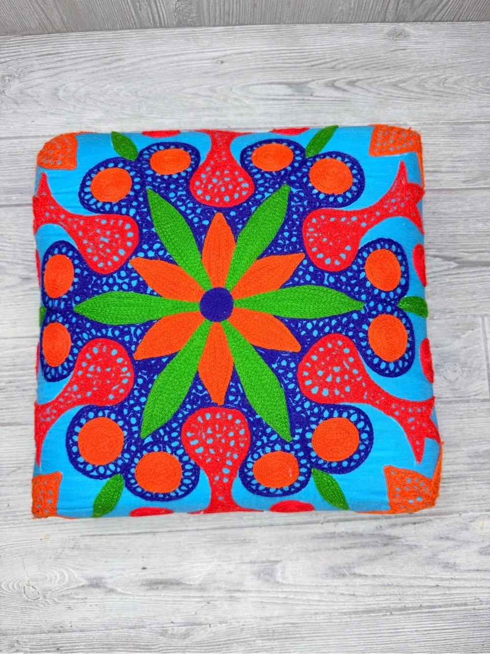 Pier 1 Mystic Mandala Foot Stool cloth embroidered top seating ottoman